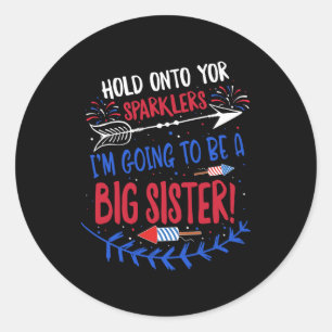 Grote zuster Sparkler op 4 juli Zwangerschap kondi Ronde Sticker