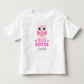 Grote zuster t-shirt, schattige roze uil en aangep kinder shirts (Voorkant)
