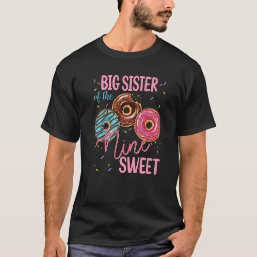 Grote zuster van de 9-de zweet-donut Birthday Pa T-shirt (Voorkant)