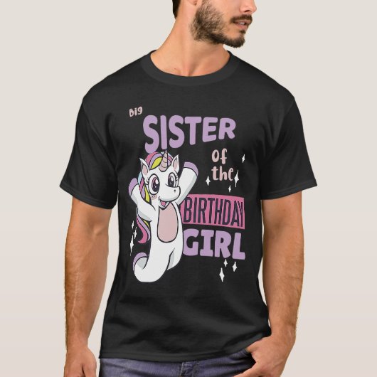 Grote zuster van de Birthday Girl Cute Unicor Matc T-shirt (Voorkant)