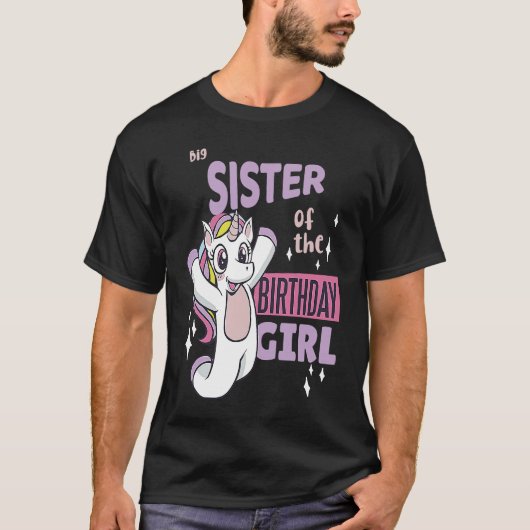 Grote zuster van de Birthday Girl Cute Unicor Matc T-shirt (Voorkant)