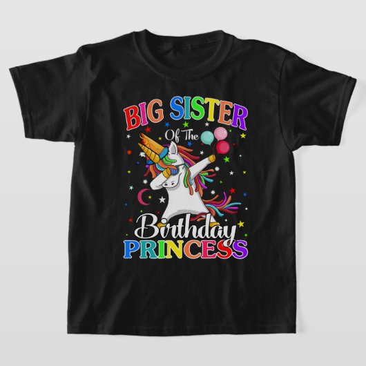 Grote zuster van de Birthday Princess Unicorn T-shirt (Laagn)