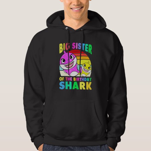 Grote zuster van de Birthday Shark Big Sister Matc Hoodie (Voorkant)
