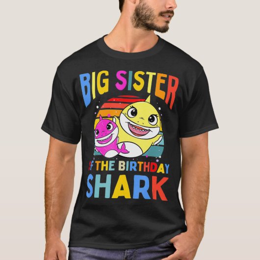 Grote zuster van de Birthday Shark zingt op gekibb T-shirt (Voorkant)