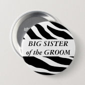Grote zuster van de Groom Zebra Wedding Button (Voorkant /achterkant)