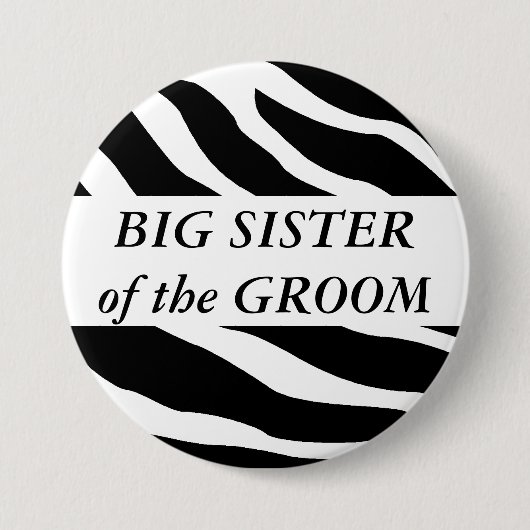 Grote zuster van de Groom Zebra Wedding Button (Voorkant)