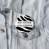 Grote zuster van de Groom Zebra Wedding Button (In situ)