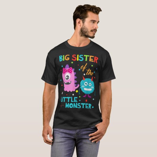 Grote zuster van de kleine monster van de verjaard t-shirt (Voorkant volledig)