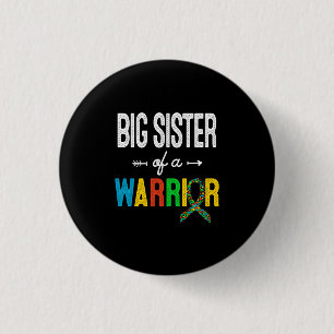 Grote zuster van een Warrior Autism Awareness Supp Ronde Button 3,2 Cm