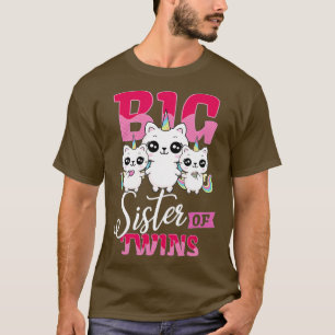 Grote zuster van Twins Twin Unicorn Cats Girls T-shirt