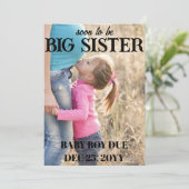 Grote zuster Zwangerschap Fotoaankondigingen Aankondiging (Staand voorkant)