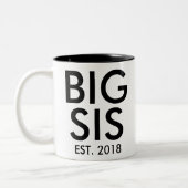 Grote zusterMok | Nieuwe babyzwangerschap op maat Tweekleurige Koffiemok (Links)