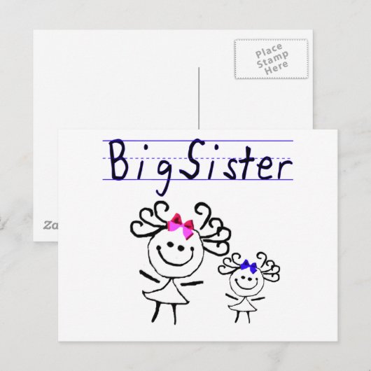 Grote zusterstokfiguur briefkaart (Voorkant / Achterkant)