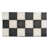 Grote Zwart & Antiek Witte Checkers King Kussensloop (Achterkant-Rechts)