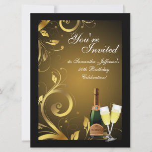 Grote Zwart en Gouden Swirl, Aangepaste Verjaardag Kaart