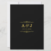 Grote Zwart Gouden Chevrons Diamanten Boog Bruilof Kaart (Achterkant)