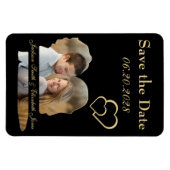 Grote Zwart-Gouden Trouwfoto Sla de Datum op Magneet (Horizontaal)