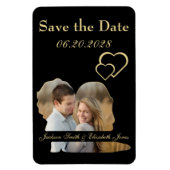 Grote Zwart-Gouden Trouwfoto Sla de Datum op Magneet (Verticaal)