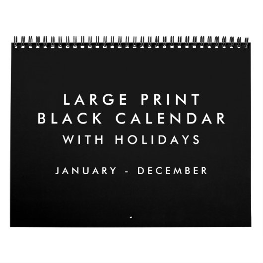 Grote zwarte afdrukagenda met Feestdagen Kalender (Hoes)
