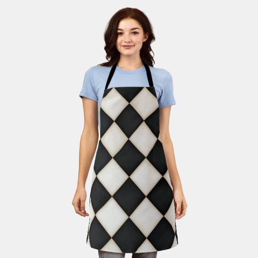 Grote Zwarte & Antiek Witte Diamanten Medium Schort (Gedragen)