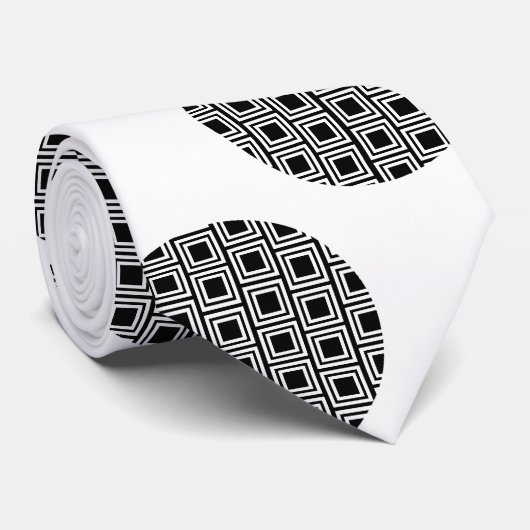 Grote zwarte cirkels met vierkant Stropdas (Opgerold)