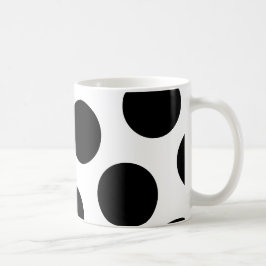 Grote Zwarte Diagonale Stippen Koffiemok