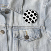 Grote Zwarte Diagonale Stippen Ronde Button 5,7 Cm (In situ)