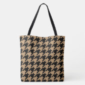 Grote Zwarte en Camel Brown Houndstooth Check Tote Bag (Achterkant)