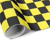 Grote zwarte en gele cheques, pakpapier (Rol Hoek)