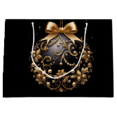 GROTE ZWARTE EN GOUDEN KERSTVERSIERING GROOT CADEAUZAKJE (Voorkant)