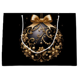 GROTE ZWARTE EN GOUDEN KERSTVERSIERING GROOT CADEAUZAKJE