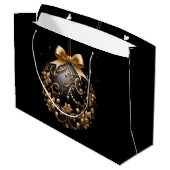 GROTE ZWARTE EN GOUDEN KERSTVERSIERING GROOT CADEAUZAKJE (Achterkant Gekanteld)