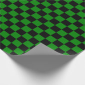 Grote zwarte en groene cheques, pakpapier (Hoek)