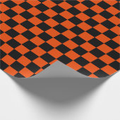 Grote zwarte en heldere Oranje controles Cadeaupapier (Hoek)