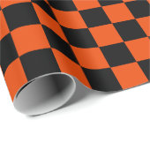 Grote zwarte en heldere Oranje controles Cadeaupapier (Rol Hoek)