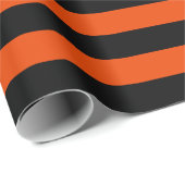 Grote zwarte en heldere Oranje strepen Cadeaupapier (Rol Hoek)