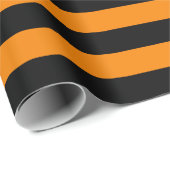 Grote zwarte en Oranje strepen Cadeaupapier (Rol Hoek)
