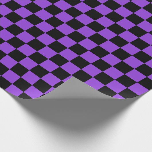 Grote zwarte en Paarse cheques, pakpapier (Hoek)