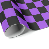 Grote zwarte en Paarse cheques, pakpapier (Rol Hoek)