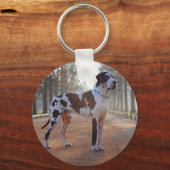 Grote zwarte en witte deen sleutelhanger (Voorkant)