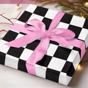 Grote Zwarte En Witte Geruite Cadeaupapier