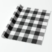 Grote zwarte en witte gingham cadeaupapier (Uitgerold)