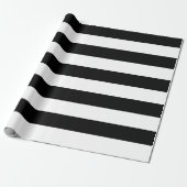 Grote Zwarte en Witte Horizontale Strepen Cadeaupapier (Uitgerold)