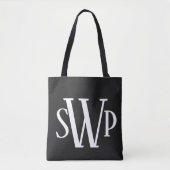Grote zwarte en witte monogrammen Canvas tas (Voorkant)