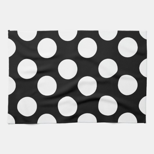 Grote zwarte en witte poka Dot Kitchen Towel Theedoek (Horizontaal)