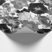 Grote zwarte en witte Rozen Cadeaupapier (Hoek)