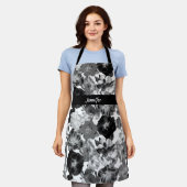 Grote zwarte en witte Rozen Schort (Gedragen)