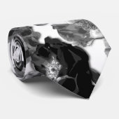 Grote zwarte en witte Rozen Stropdas (Opgerold)