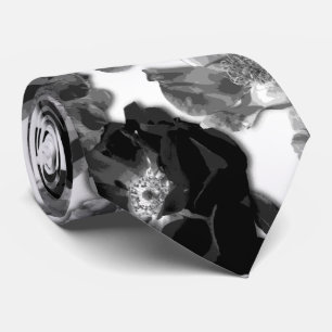 Grote zwarte en witte Rozen Stropdas