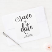 Grote zwarte en witte Save The Date-stickers Vierkante Sticker (Envelop)